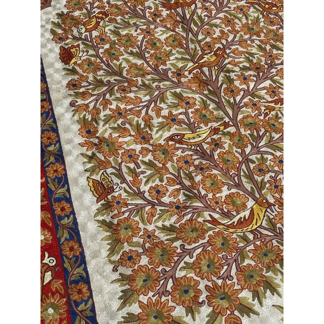 Vintage Indian Silk Embroidered Tapestry or Rug, 1990s For Sale - Image 12 of 18