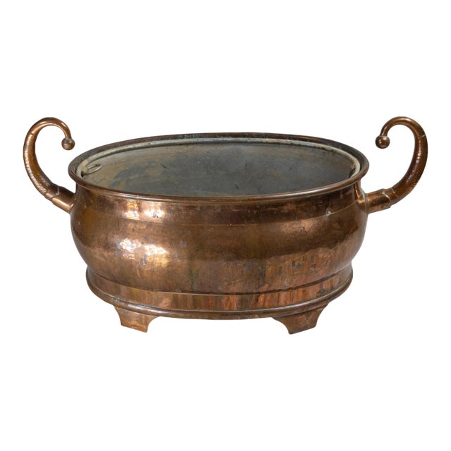 20th Century English Arts & Crafts Copper Jardiniere Planter, Signed I Brandt For Sale