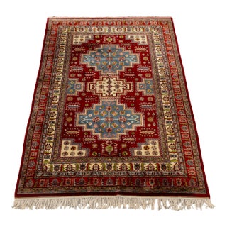 Indian Kazak Style Wool Carpet, 9' 7" X 6' For Sale