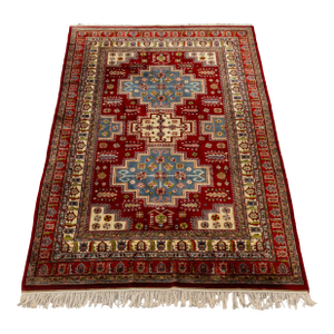 Indian Kazak Style Wool Carpet, 9' 7" X 6'