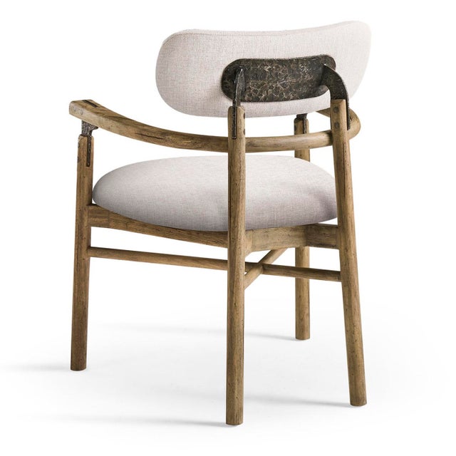 Wood Modern Rustic Upholstered Armchair For Sale - Image 7 of 8