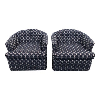 Pair of Mid Century Swivel Club Chairs For Sale