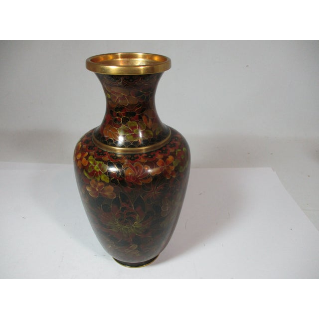 Chinoiserie 1960s Vintage Chinese Cloisonne Floral Vase For Sale - Image 3 of 9
