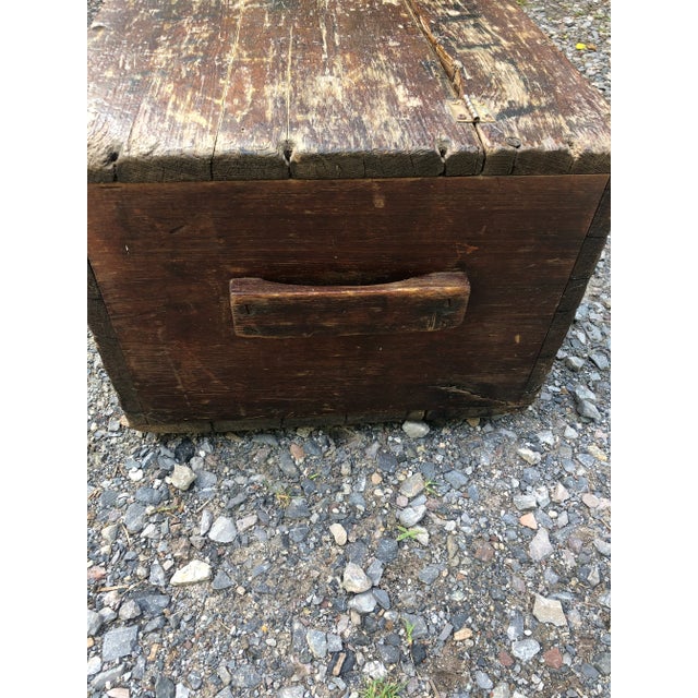 Wood 1930s Rustic Distressed Small Wooden Trunk For Sale - Image 7 of 12