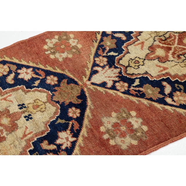 1940s Vintage Traditional Turkish Anatolian Wool Runner in Rust Color For Sale In New York - Image 6 of 8