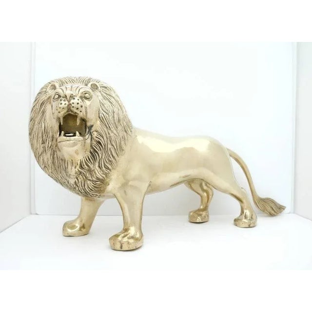 Vintage Large Brass Lion Figurine For Sale - Image 10 of 11