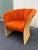1960's Sculptural Rattan Barrel Chairs in Original Orange Chenille- A Pair For Sale - Image 10 of 12