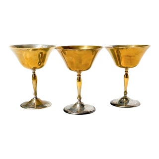 Vintage Leonard Epns Two-Tone Silverplate & Goblets Goblets - Set. Of 3 For Sale