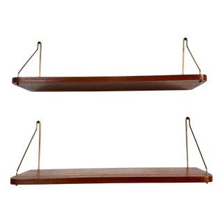 Vintage Danish Floating Shelves, 1960s, Set of 2 For Sale