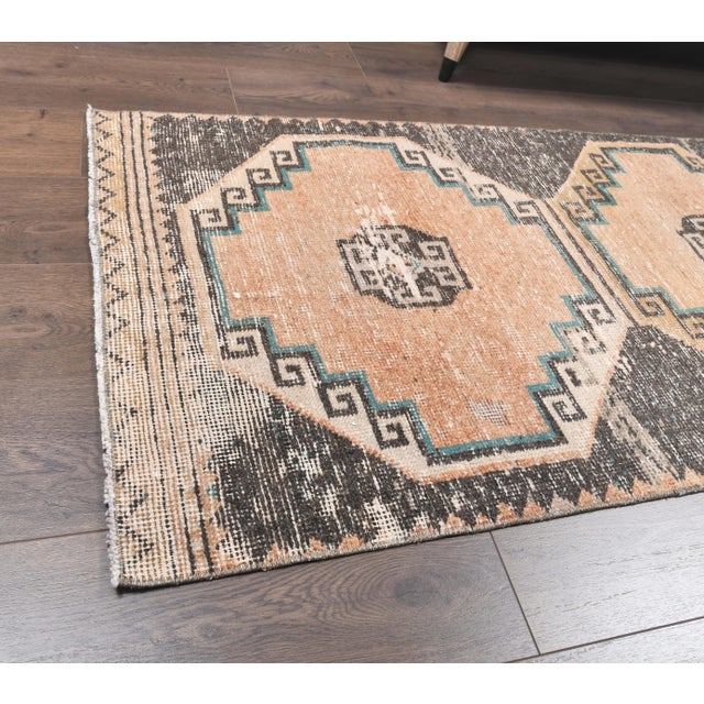 1960s Vintage Orange Turkish Hand-Knotted Runner For Sale - Image 5 of 9