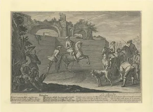 Ridinger, Horse Illustration of a Passade Training, 1722, Print