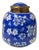 Oriental Handmade Blue White Porcelain Metal Lid Container Urn For Sale