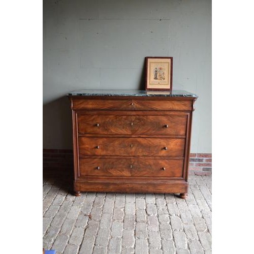 Antique Mahogany Chest of Drawers with Secretary and Green Marble Top For Sale - Image 11 of 11