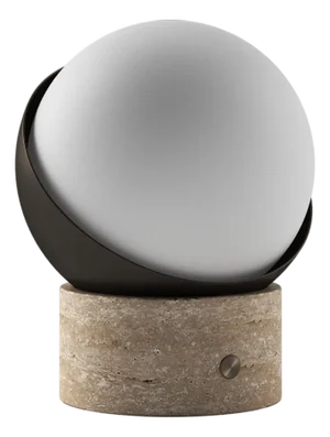 ORB Rechargeable Cordless LED Table Lamp, 3-Levels Brightness Touch Sensor Control, Travertine / Chocolate Bronze