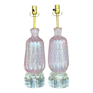 Vintage Italian Glass Lamps After Murano - a Pair For Sale