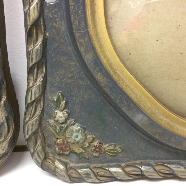 1800s French Antique Wood Picture Frames With Curved Glass a Pair