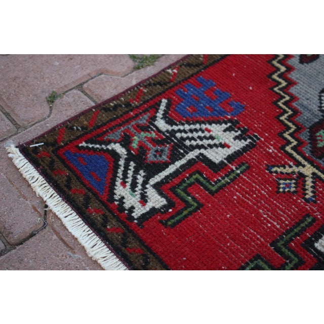 1960s Turkish Vintage Hand Knotted Doormat Rug For Sale In Sacramento - Image 6 of 13