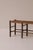 Charming French bench dating from around the 1950s, constructed with a dark-stained wooden frame and a handwoven natural...