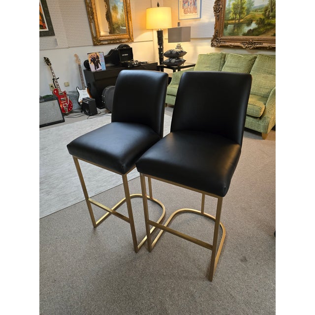 RH 1960's Rome Leather barstools. Elevate your kitchen with these stylish bar stools.