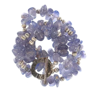 Blue Chalcedony Highly Polished Nugget Necklace