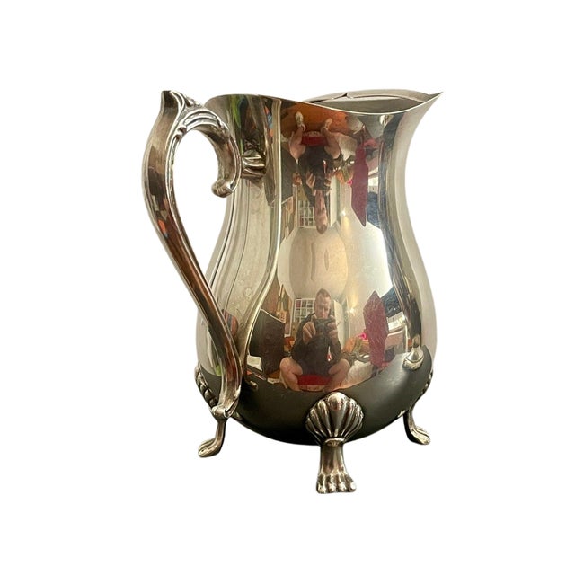 Leonard Vintage Leonard Silver-Plated Water Pitcher With Ice Guard & Shell Feet For Sale - Image 4 of 8