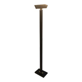Circa 1970 French Black Lacquered and Brass Floor Lamp For Sale