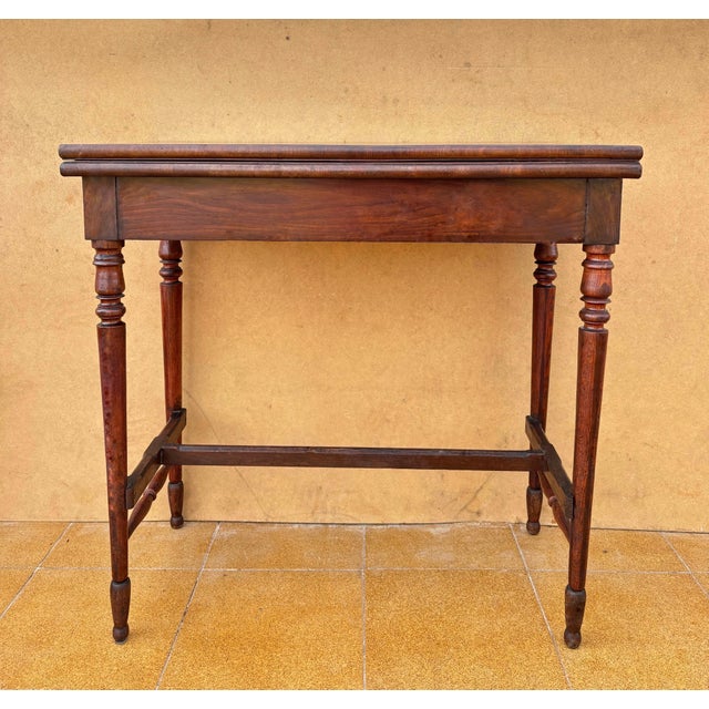 English Oak Games Table with Green Felt Top, 1930s For Sale - Image 6 of 7