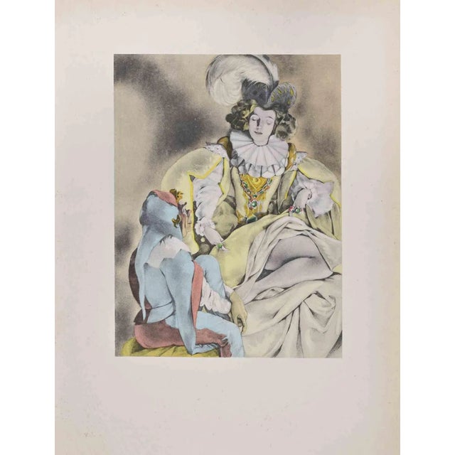 Umberto Brunelleschi, The Lady and the Jester, Lithograph, 1930s For Sale