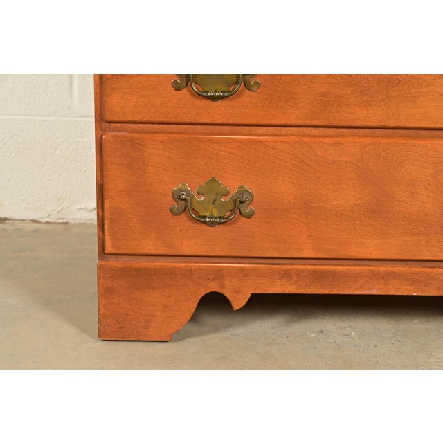 Ethan Allen American Colonial Solid Maple Drop Front Secretary Desk, Circa 1970s For Sale - Image 12 of 16