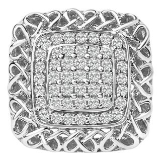 Sterling Silver 1.0 Cttw Diamond Celtic Knot Cocktail Ring - Size 7 For Sale