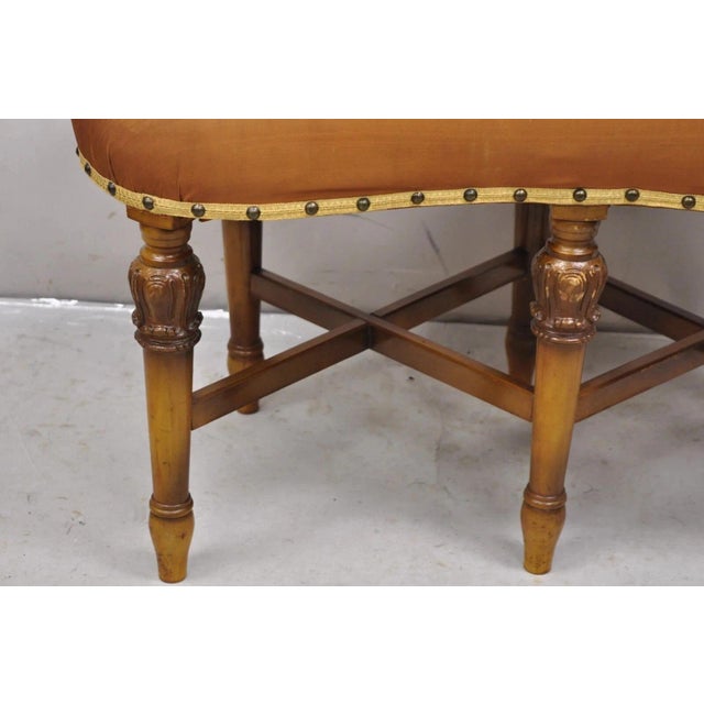 Wood Antique Joerns Bros French Provincial Kidney Bean 6 Leg Vanity Bench Stool For Sale - Image 7 of 10