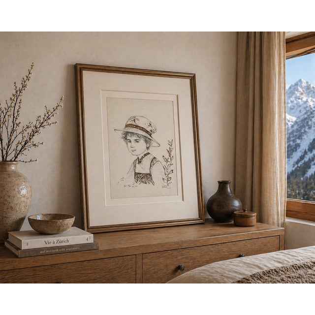 1970s Edna Hibel "Rene" - V 20/24 Ed 336 - Signed - Original Stone Lithograph on Rives Paper- 12.5x16.25 For Sale - Image 6 of 12