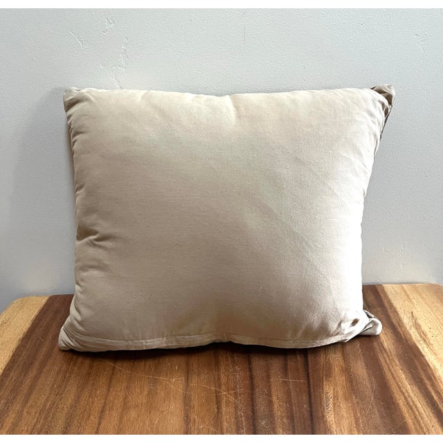South American style rustic earth tone pillow with removable cover Size 22 x 22 x 6 Made in India Poly filling Excellent...