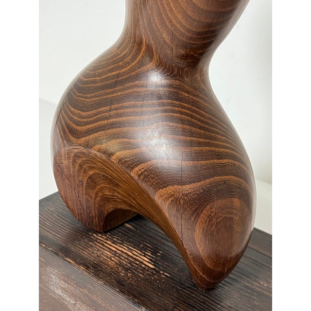 C. 1970s Abstract Figurative Carved Teak Sculpture For Sale - Image 4 of 8