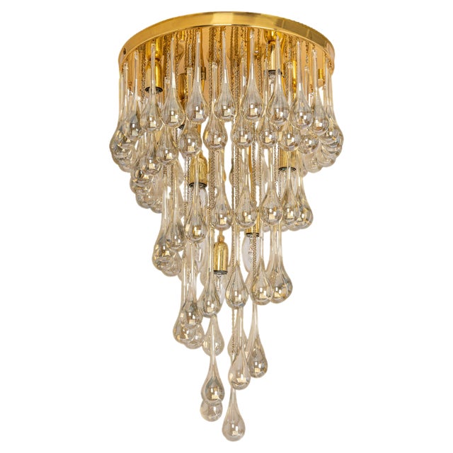 Large Murano Glass Tear Drop Chandelier by Christoph Palme, Germany, 1970s For Sale