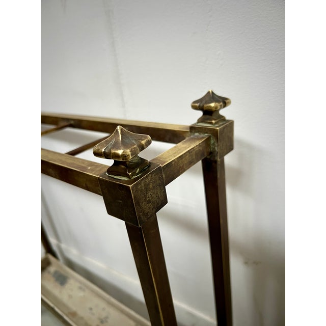 Goldenrod Antique Brass and Sheet Metal Umbrella Stand, 1900s For Sale - Image 8 of 10
