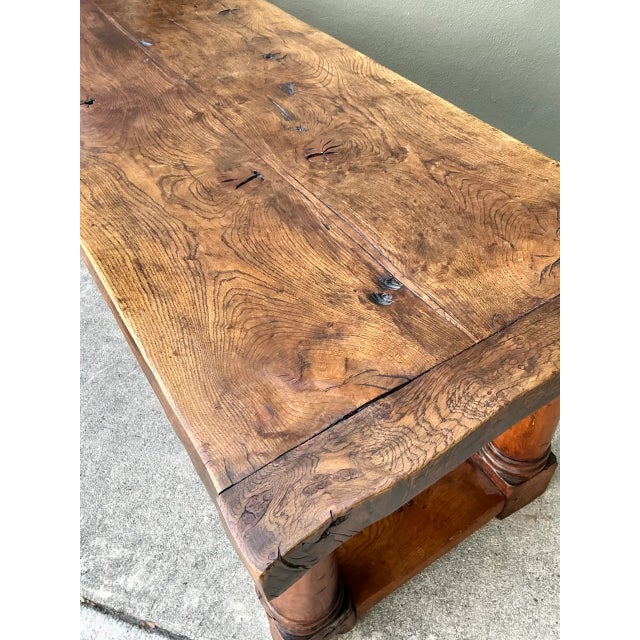 Vintage Belgian Solid Wood Trestle Table For Sale - Image 10 of 12
