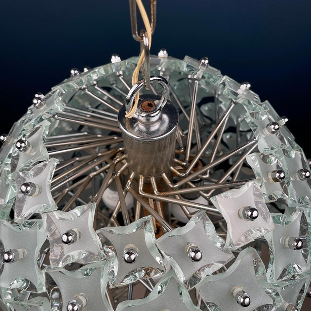 Metal Art Glass Pendant Lamp Sputnik by Fontana Arte, Italy, 1960s For Sale - Image 7 of 14