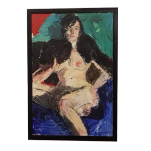 Vintage Nude, Vertical Oil Painting on Canvas