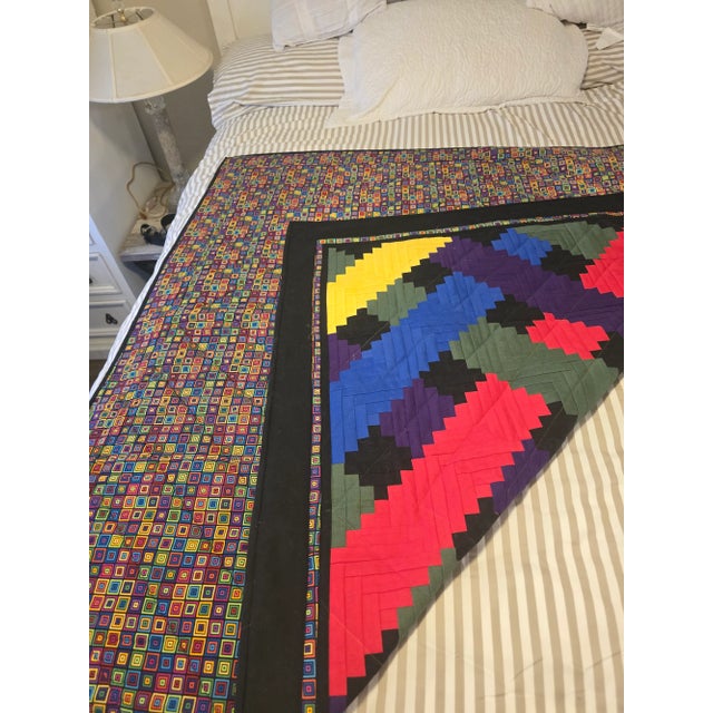 Vintage Handmade Quilt Wall Hanging For Sale - Image 4 of 6