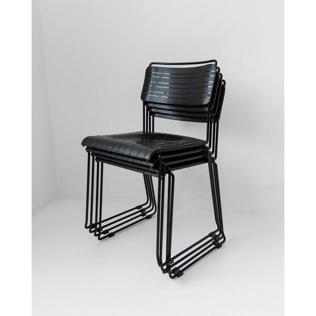Vintage Dining Chairs in Black Metal and Plastic, 1980s, Set of 4 For Sale - Image 9 of 18