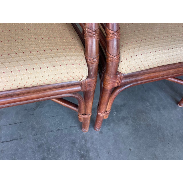 1990s Shelby Williams Target Back Rattan Dining Chairs, Set of Four, McGuire Style, Coastal, Regency, Palm Beach For Sale - Image 14 of 15