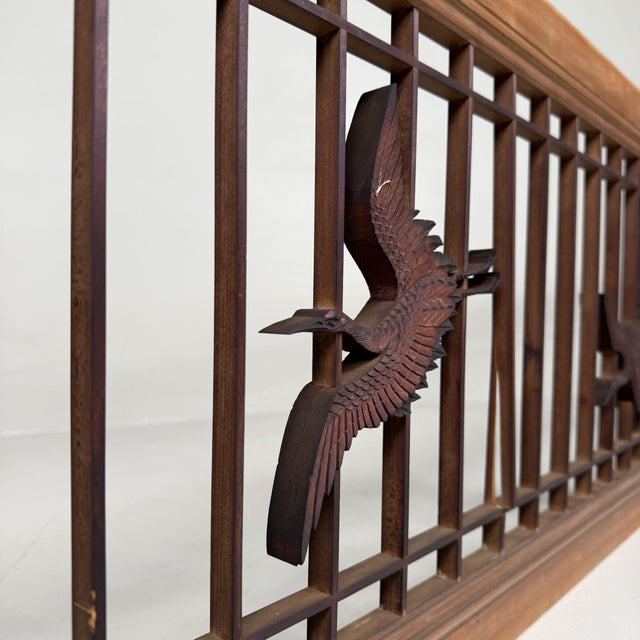 Mid-Century Modern Japanese Ranma Panel with Cranes, 1930s For Sale - Image 3 of 13