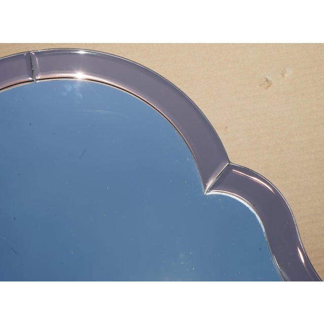Vintage Venetian Art Deco Style Peach Foxed Bevelled Glass Mirror For Sale - Image 4 of 13
