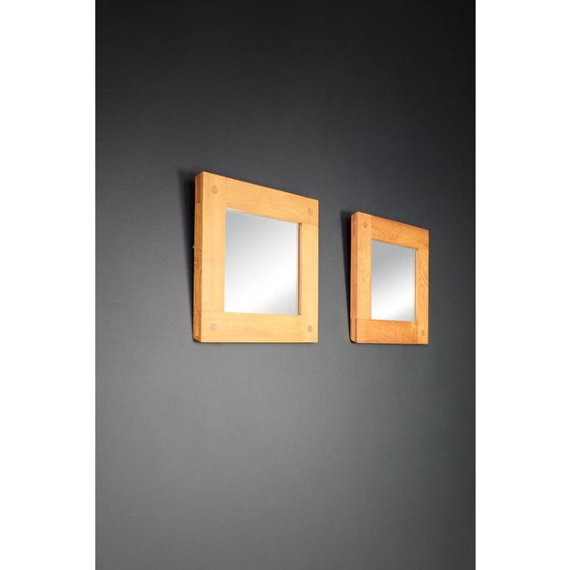 Mid-Century Modern Mirrors in Elm by Pierre Chapo, France, 1970s, Set of 2 For Sale - Image 9 of 18