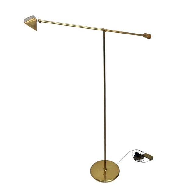 Vintage Adjustable Brass Reading Floor Lamp with Dimmer For Sale - Image 4 of 17