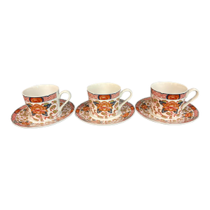 Mid 20th Century Mid Century Imari Style Cup and Saucer in the Peony Pattern by Georges Briard - Set of Three