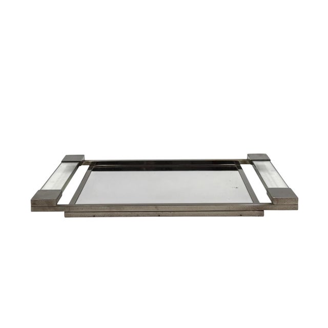 Modernist Acrylic Glass Mirrored Tray from Jacques Adnet, France, 1950 For Sale - Image 10 of 12