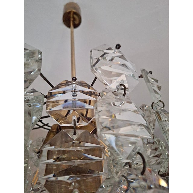 1960s Three-Level Chandelier in Brass and Faceted Glass from Kinkeldey, 1960s For Sale - Image 5 of 12