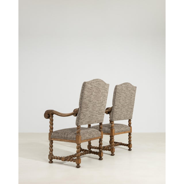 19th Century Pair of Oak Castle Upholstered Armchairs, Antique, France, 19th Century For Sale - Image 5 of 14